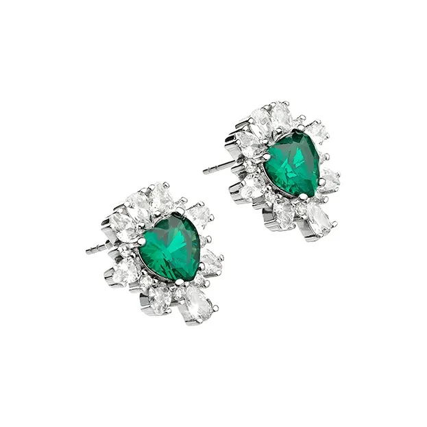 CHIARA FERRAGNI Alloy, Zircon, Emerald Earrings Women's Green