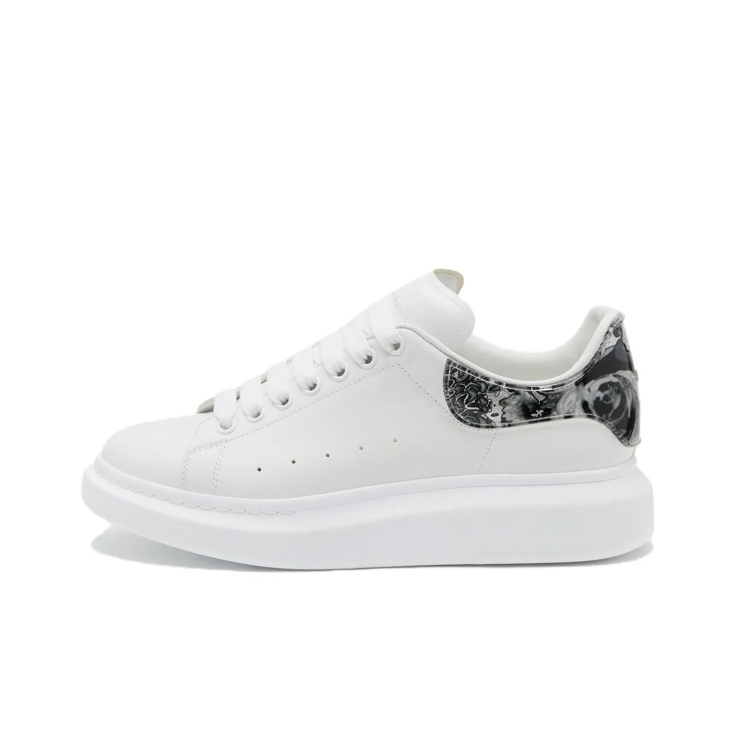 Alexander McQueen Low Top Skateboard Shoes Men's White Silver Jeans