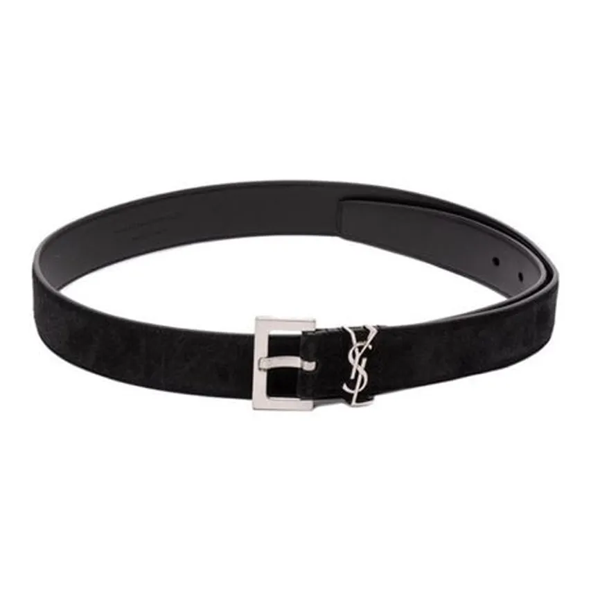 SAINT LAURENT Ysl Logo-plaque Leather Belt