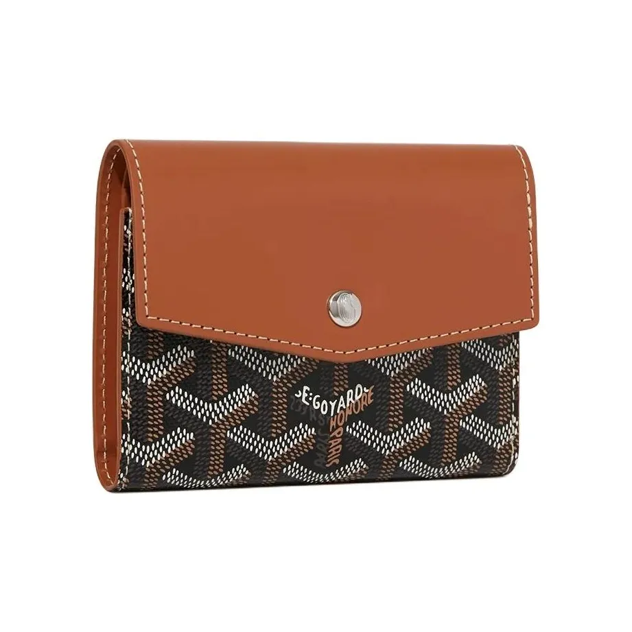 GOYARD Goyardine Canvas With Vauzelles Calfskin Wallet Unisex Brown