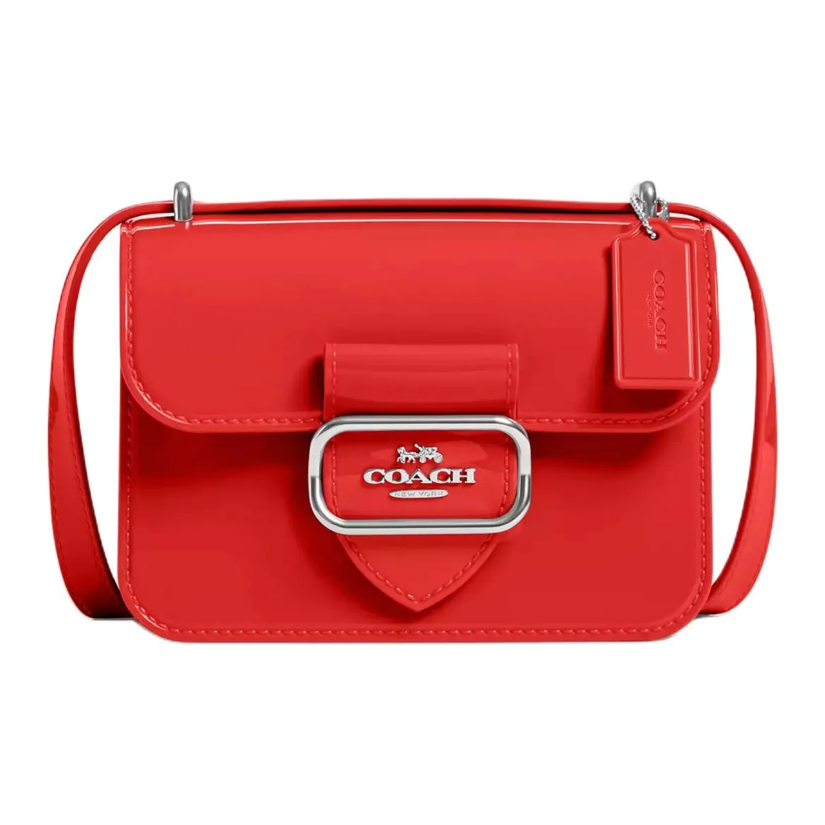 COACH Morgan Желе Сумка через плечо Маленькая Женская Серебряная и Майами Красная