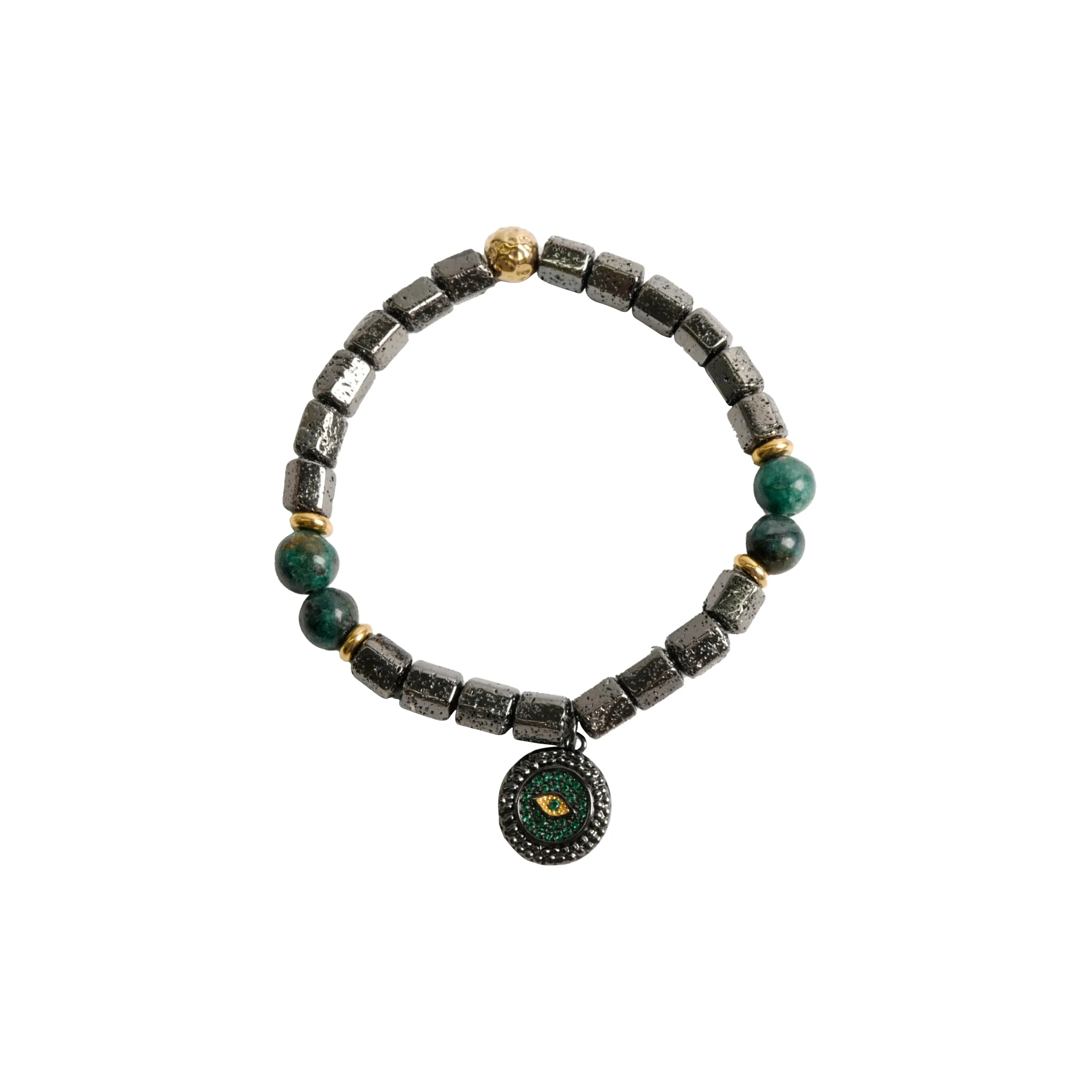 DREAM PARTY Вулканический камень Медный сплав Синтетический кубический цирконий Браслет с бусинами Унисекс