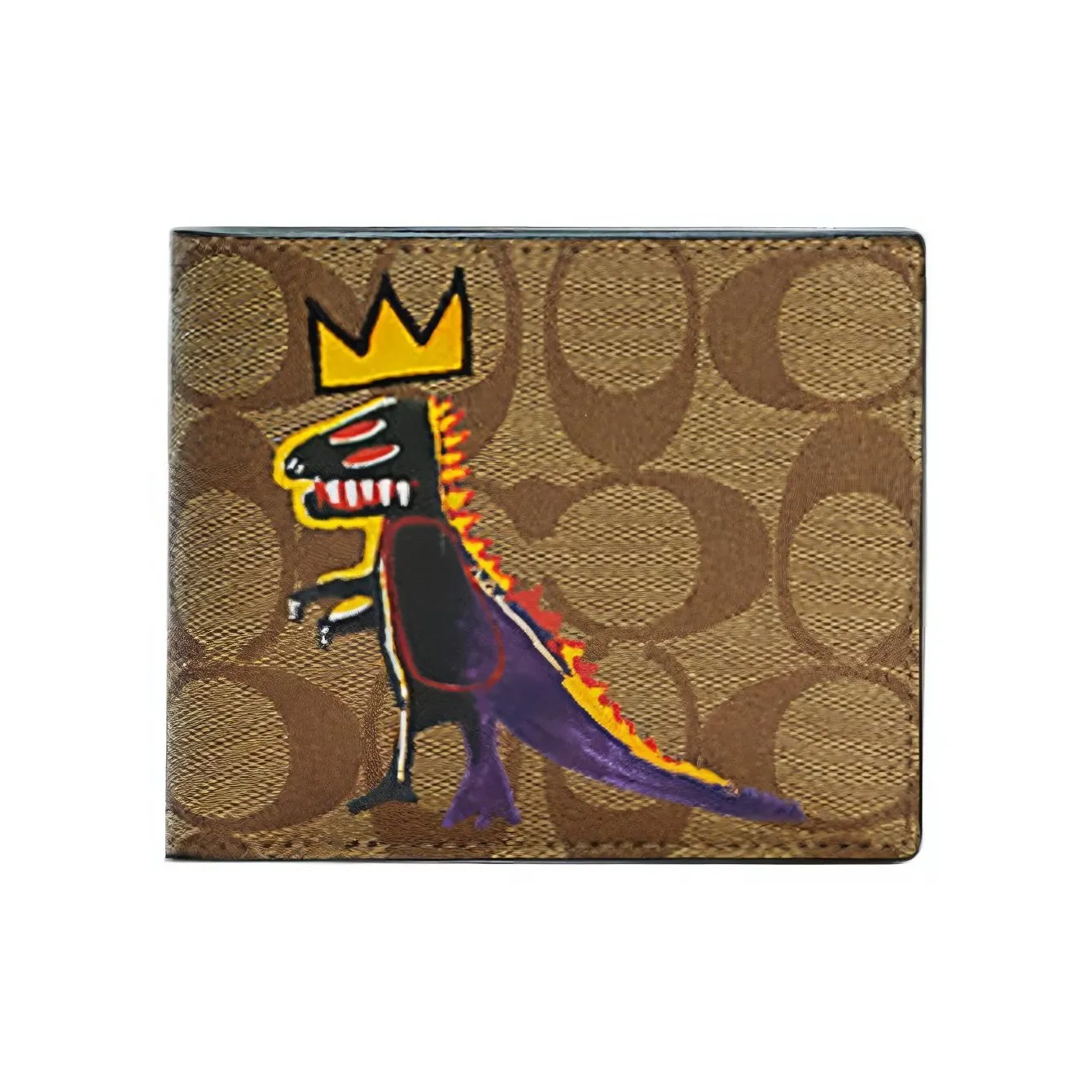 COACH Basquiat Collaboration 3 IN 1 Wallet Canvas With Leather 3 in 1 Card Holder Wallet Men's Brown