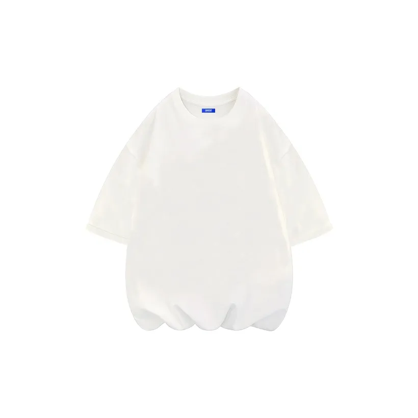 FAVEPOP Loose Fit Casual 100% Cotton Off The Shoulder Crew Neck Short Sleeved T Shirts Unisex