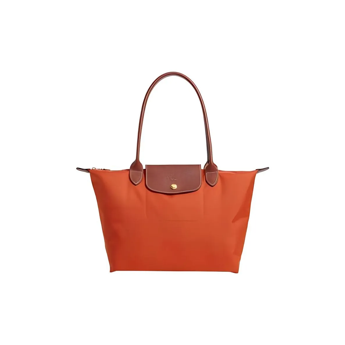 LONGCHAMP Le Pliage Polyamide Canvas With Leather Trim Tote Bag Shopping Bag Handbag Medium Size Women's Orange
