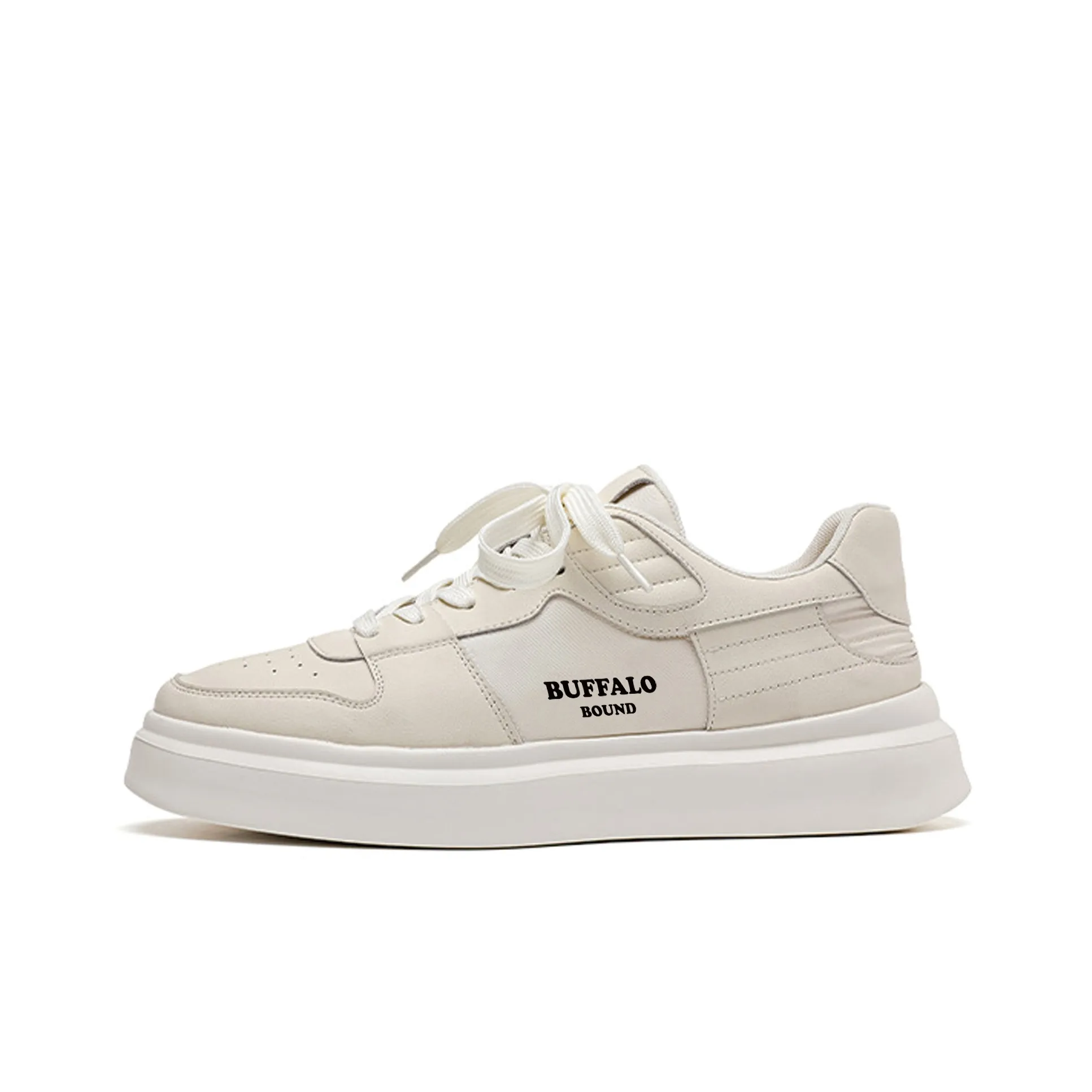 BUFFALO BOUND Anti Slip Wear Resistant Low Top Skateboard Shoes Men's Ecru