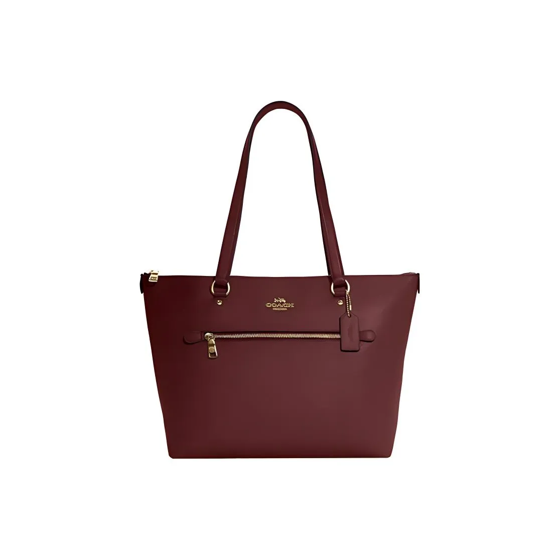 COACH Gallery Cross Grain Leather Tote Bag, Shopping Bag, Shoulder Bag, Handbag Tubas Women's Cherry Red