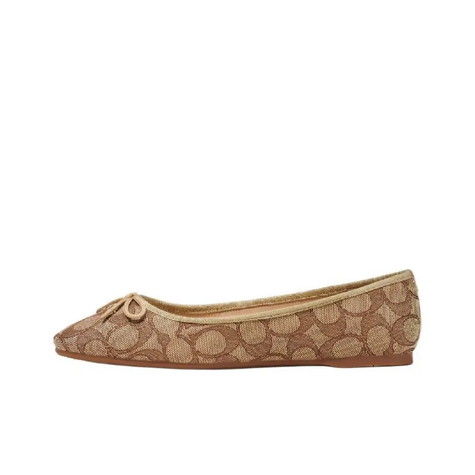 COACH Alina Ballet Flat Shoes Women's Khaki