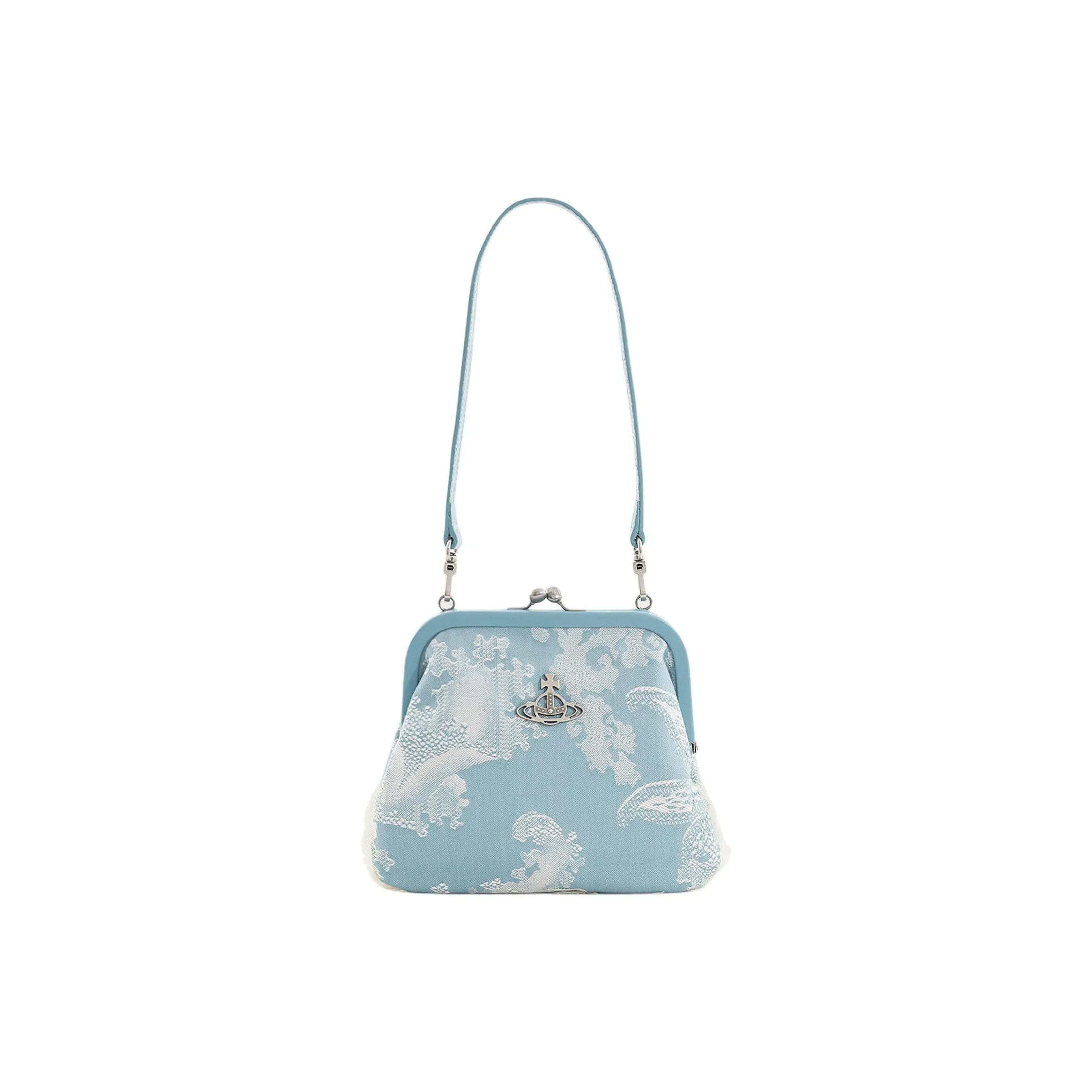 Vivienne Westwood Cotton Jacquard One Shoulder Crossbody Clutches Women's Blue Coral