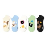 고양이 카툰 발목 양말 - 5팩 세트