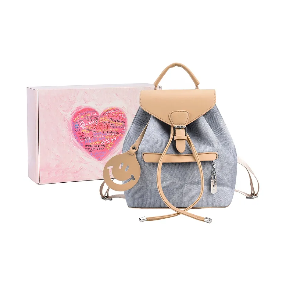 MINLUBAOLUO ПУ (полиуретан) Повседневный Нишевый Универсальный Стильный Сумка Рюкзак Стандартный Женский Хаки Коричневый