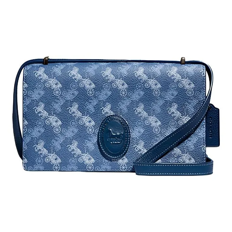 COACH Camille Leather Small Square Bag Shoulder Bag, Crossbody Bag Medium Size Women's Blue