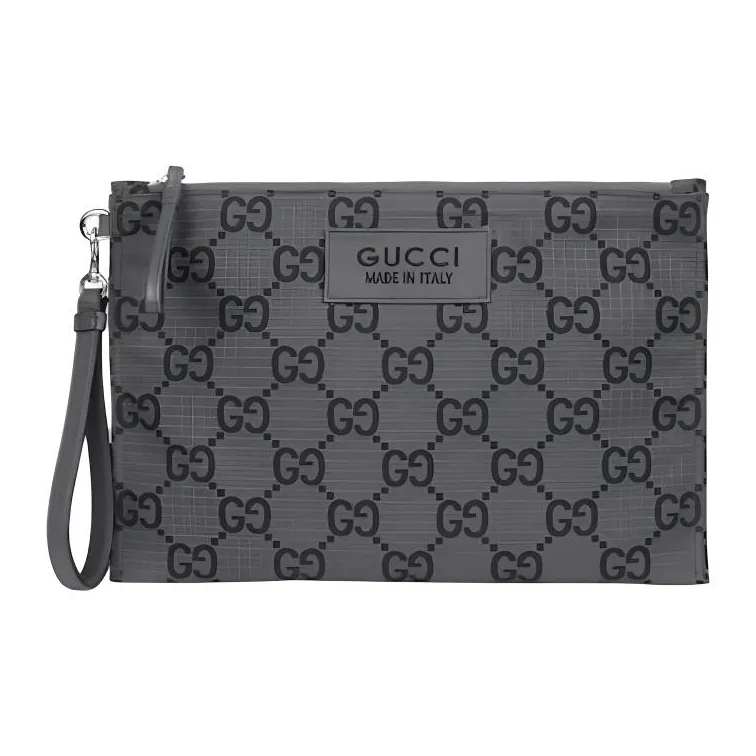 GUCCI Переработанный полиэстер клатч стандартный мужской темно-серый и черный