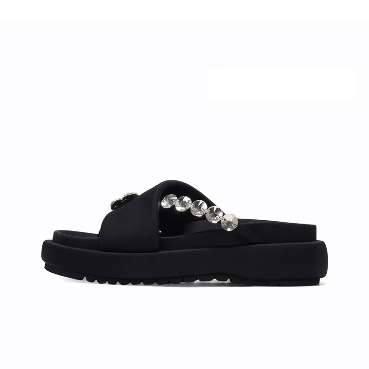 Suan Ba Hui Quiet Slip-Resistant Abrasion-Resistant Quick Dry Slide Slippers Women's Black