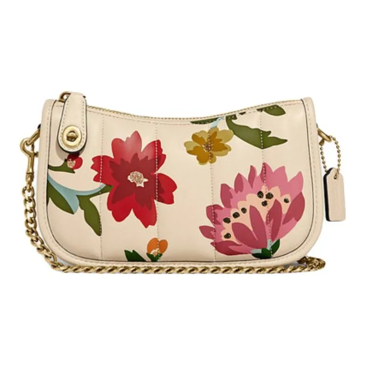 COACH Кожа Облачная Сумка Сумка-подушка Маленькая Сумка Сумка через плечо Женская Бежевая