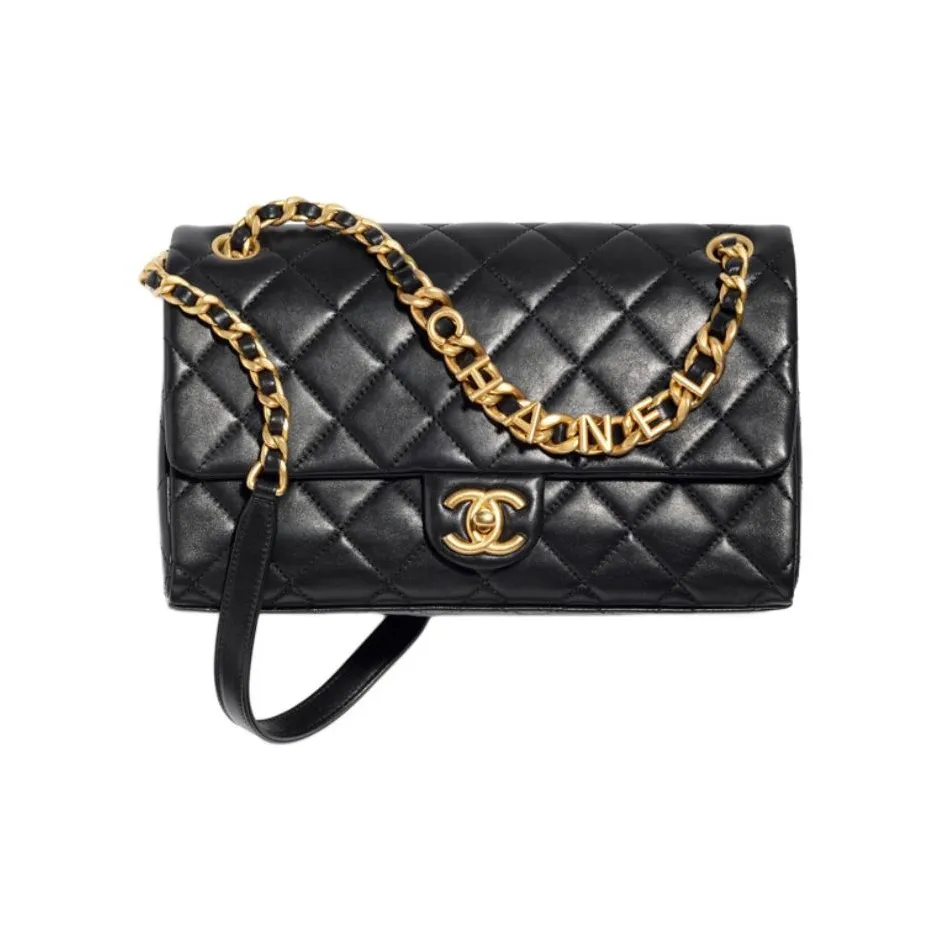 CHANEL Lambskin Flap Bag, Crossbody Bag, Shoulder Bag Women's Black