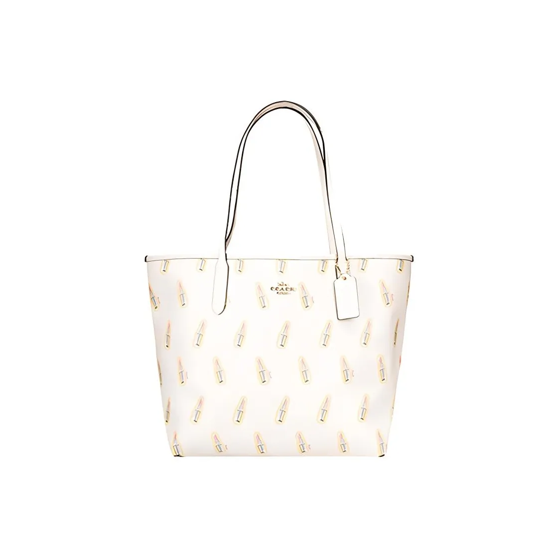 COACH Canvas с кожаными вставками тоут сумка для покупок сумка на плечо большая женская белая