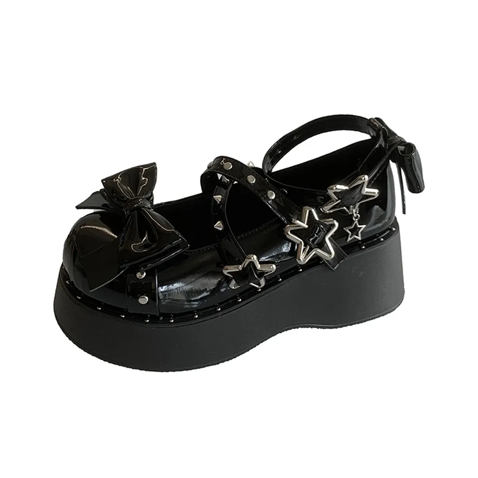 Take the Qin Платформа Туфли Мэри Джейн 5 см Женские Черные