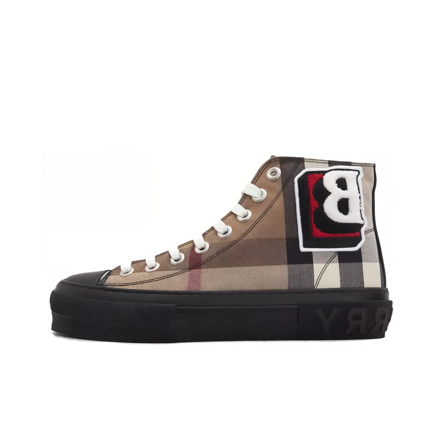 Burberry High Top Stylish Skateboarding trim shoes Men's Plaid