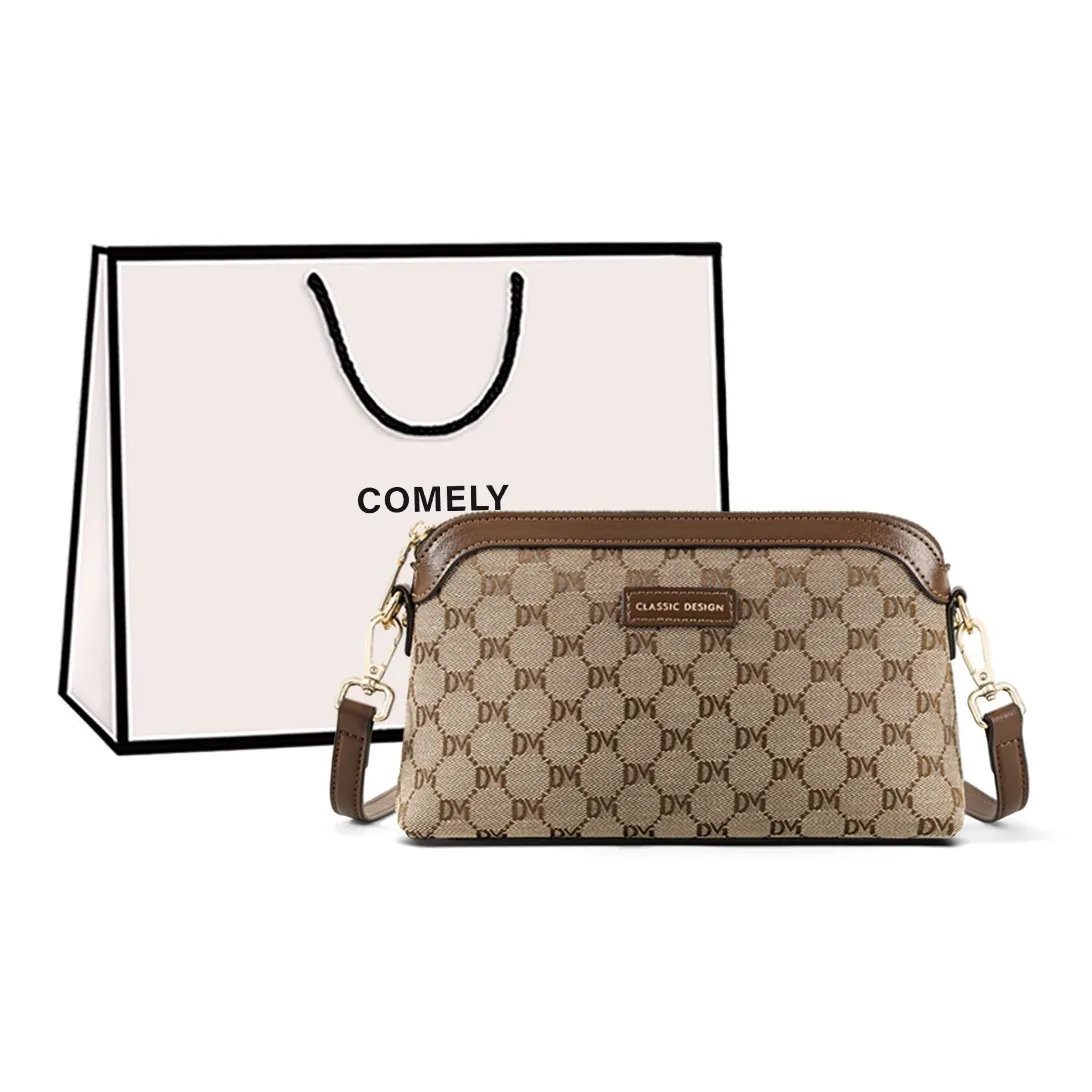 COMELY Ткань Сумка через плечо Стандартная Женская Кофейная