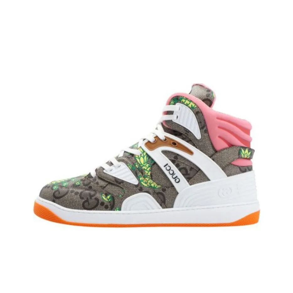 gucci accessories Pineapple High Top Skateboard Shoes Men's Beige Brown