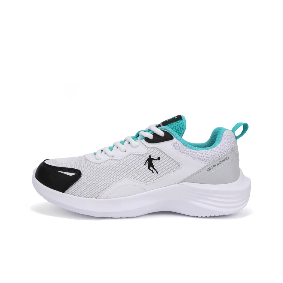 QIAODAN Cushioned Anti Slip Wear Resistant Breathable Lightweight Running Shoes Men's White Blue Green