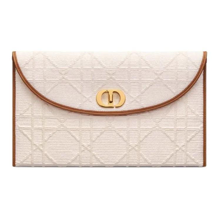 DIOR 30 Montaigne Woven Cotton Clutch Women's Beige