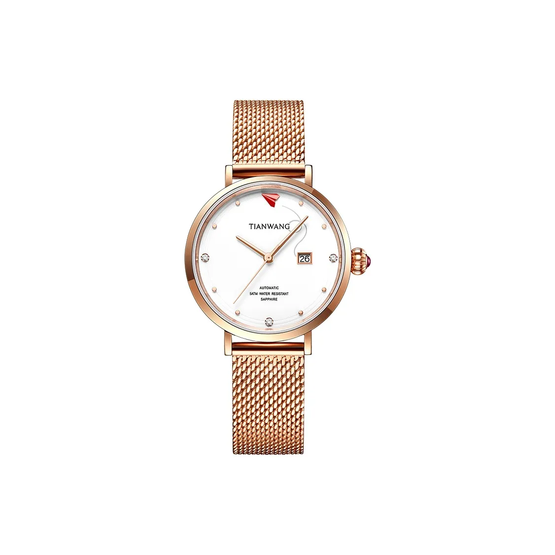 TIANWANG Stars Mechanical Movement Stainless Steel Strap Watch Women's Watch White Dial