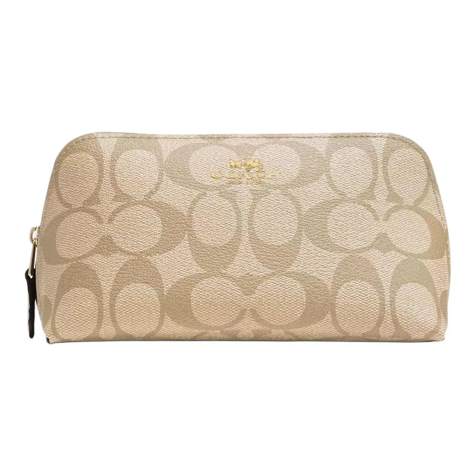 COACH Canvas Clutch Makeup Bag Women's Light Khaki