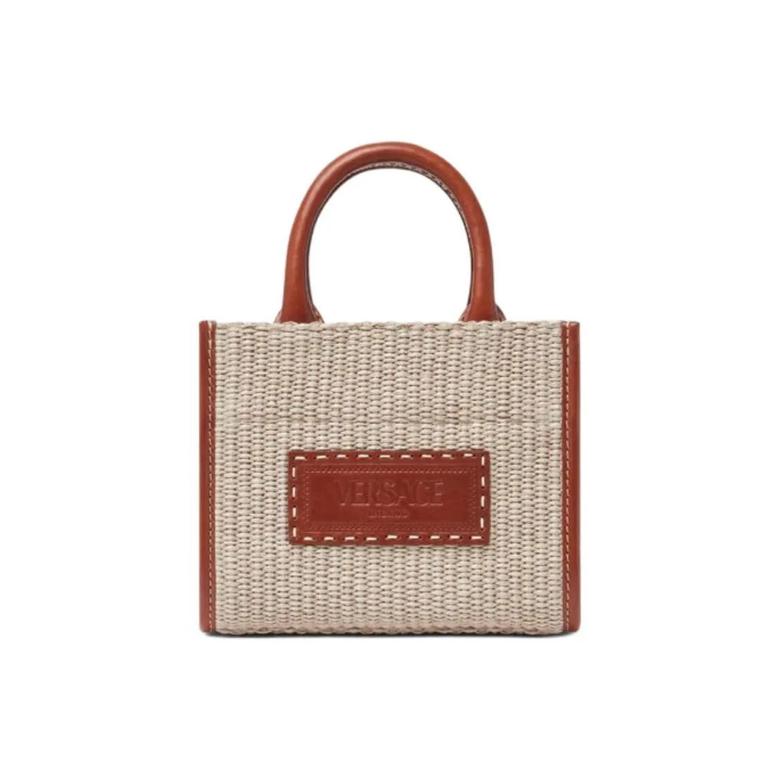 VERSACE Cotton With Nylon Tote Bag Shopping Bag Shoulder Bag Crossbody Bag Handbag Extra Small Women's Beige