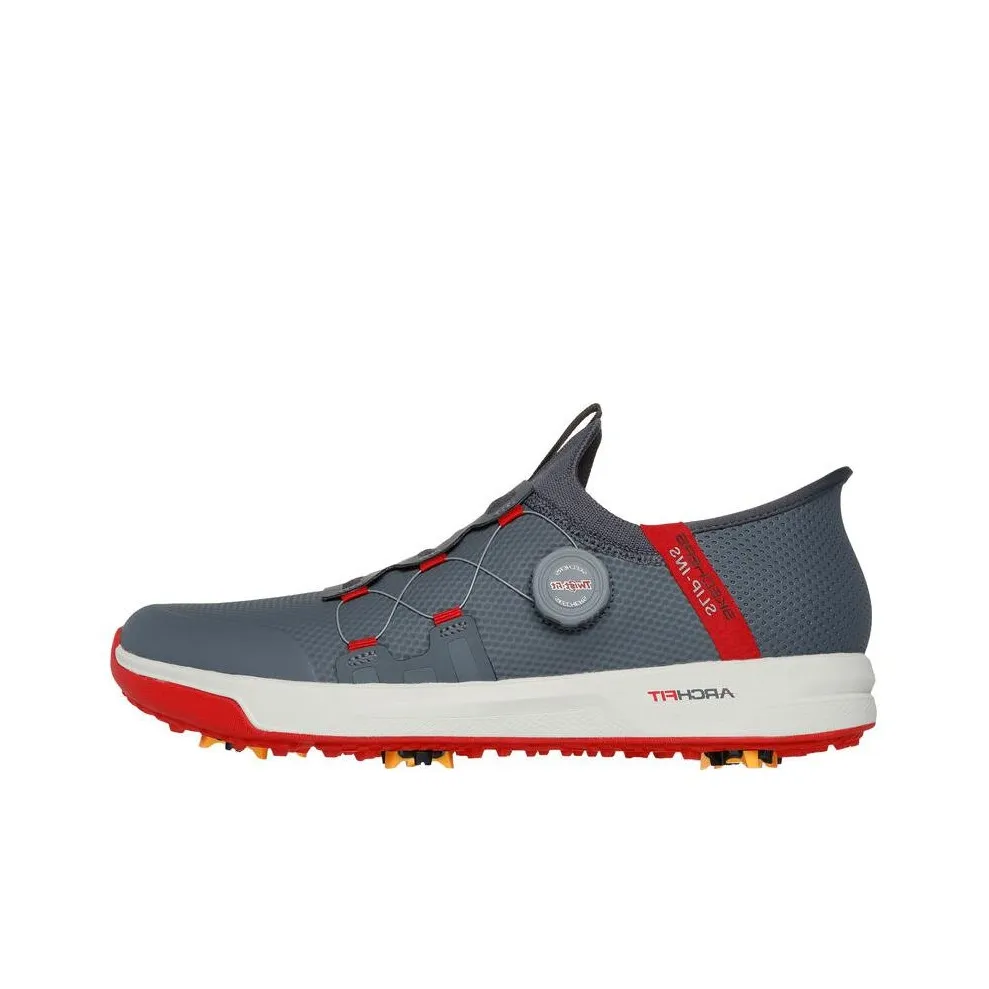 Skechers Slip Ins Anti Slip Wear Resistant Low Top Golf Shoes Men's Gray Red