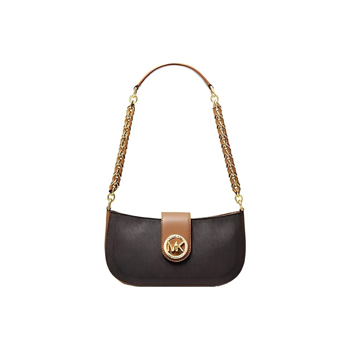 MICHAEL KORS Leather Crescent Bag Shoulder Bag Women's Dark Brown Acorn Brown Monogram
