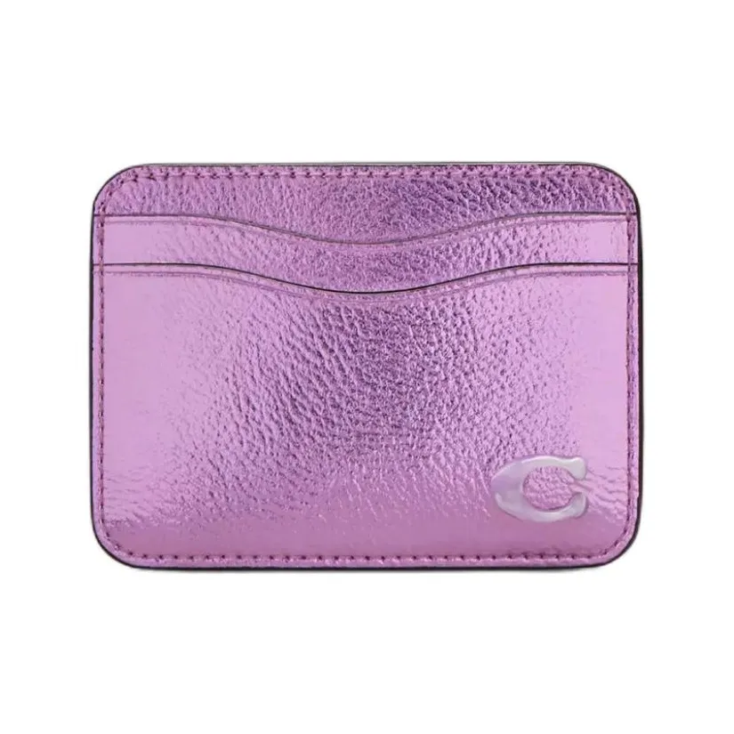 Coachtopia Leather Card Holder Mini Women's Metallic Pink