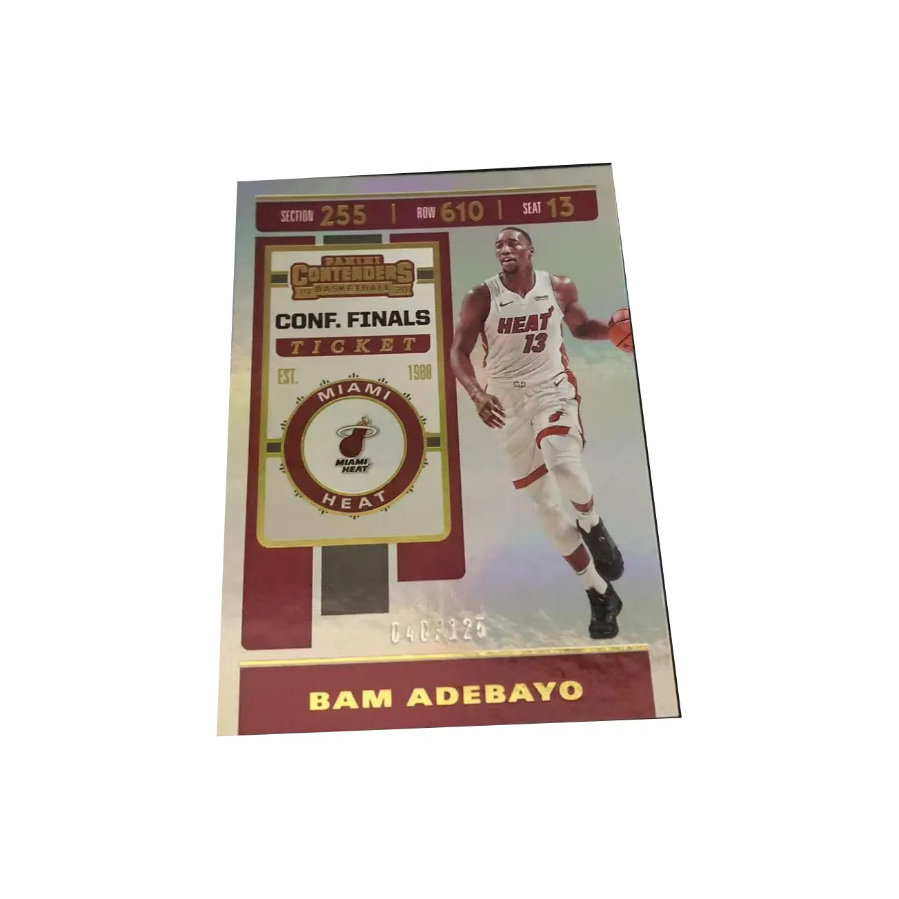 PANINI Bam Adebayo 19 20 Miami Heat, Game Ticket 125 Series, Basketball Card, Card Access Pass Sports Cards 1 Pc