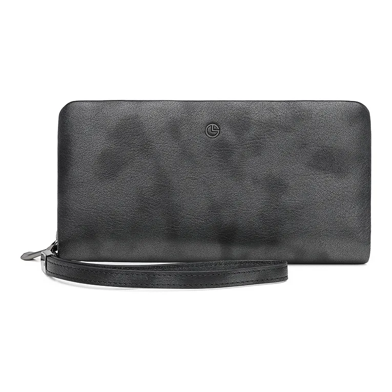 GOLDLION Cow Leather Clutch Men's Black