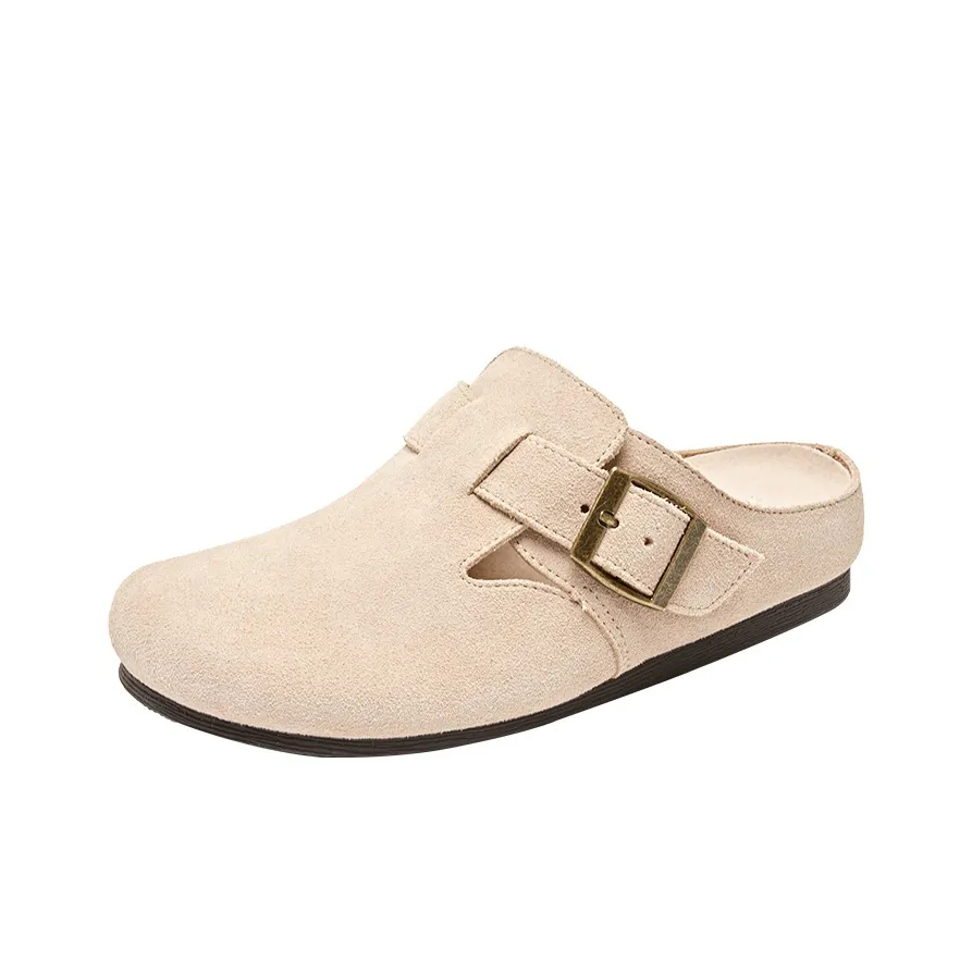 QINGZHUHU Rubber Sole Quiet Slip Resistant Wrap toe Slippers Women's