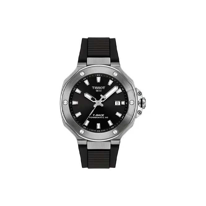 TISSOT Automatic Mechanical Movement Men's Watches Watch 41mm Black Dial Steel Case Silicone Strap