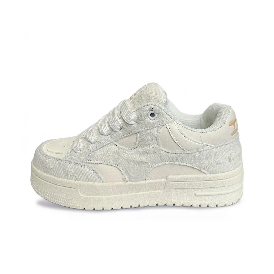 ITGI Vintage Puffy Shoes Low Top Skateboard Shoes Unisex Ecru