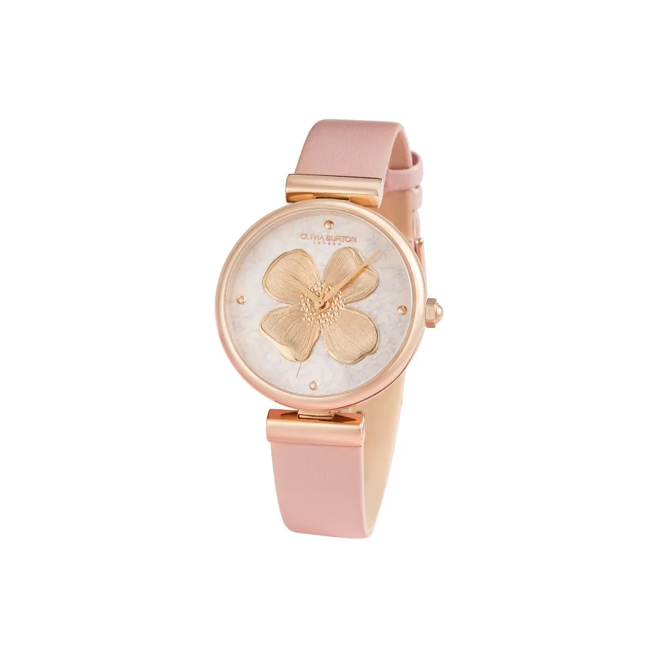 OLIVIA·BURTON Flower Series Часы Four Leaf Clover для запястья Женские Кварцевый механизм Кожаный ремешок