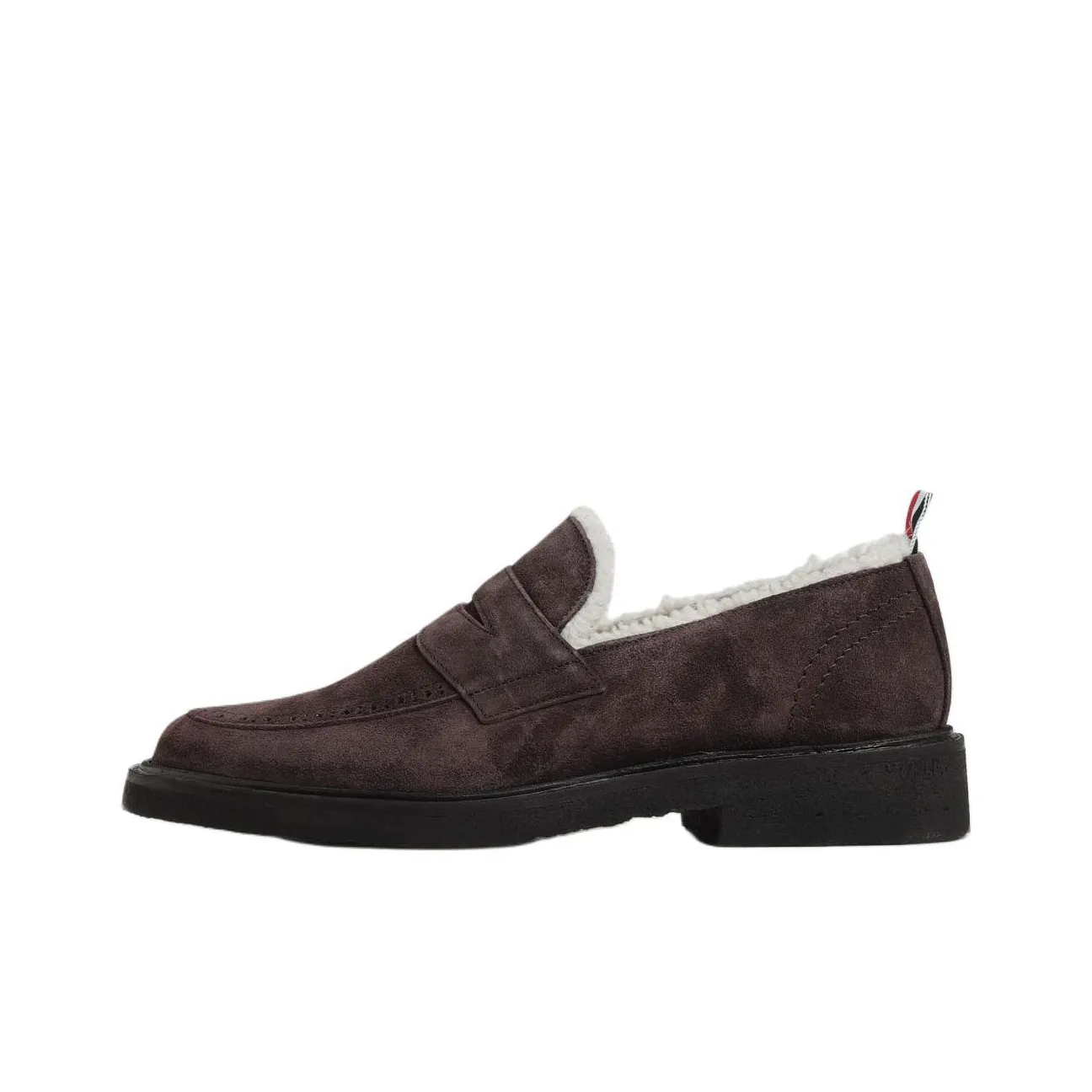THOM BROWNE Shearling lining Suede Penny Loafers