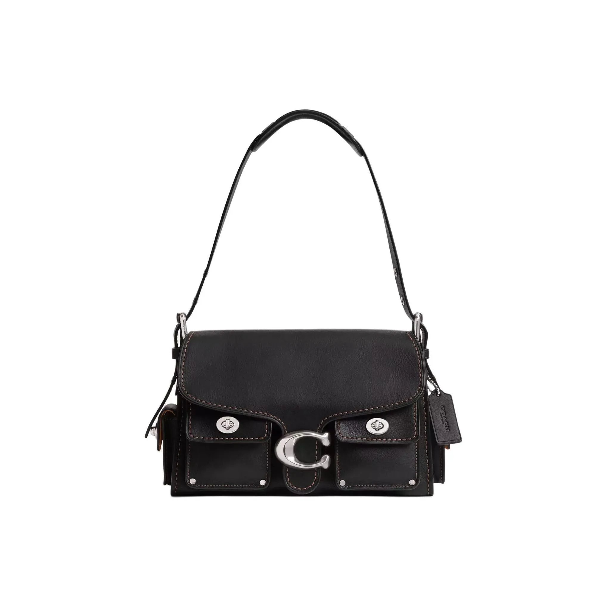 COACH CargoSoft Tabby Natural Grained Leather Biker Bag Shoulder Bag Handbag Medium Size Women's Black