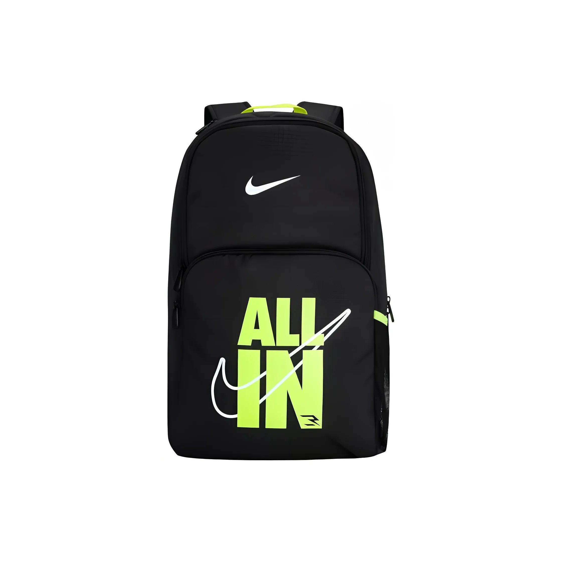Nike Polyester Backpack Unisex Jet Black/Lime Gray