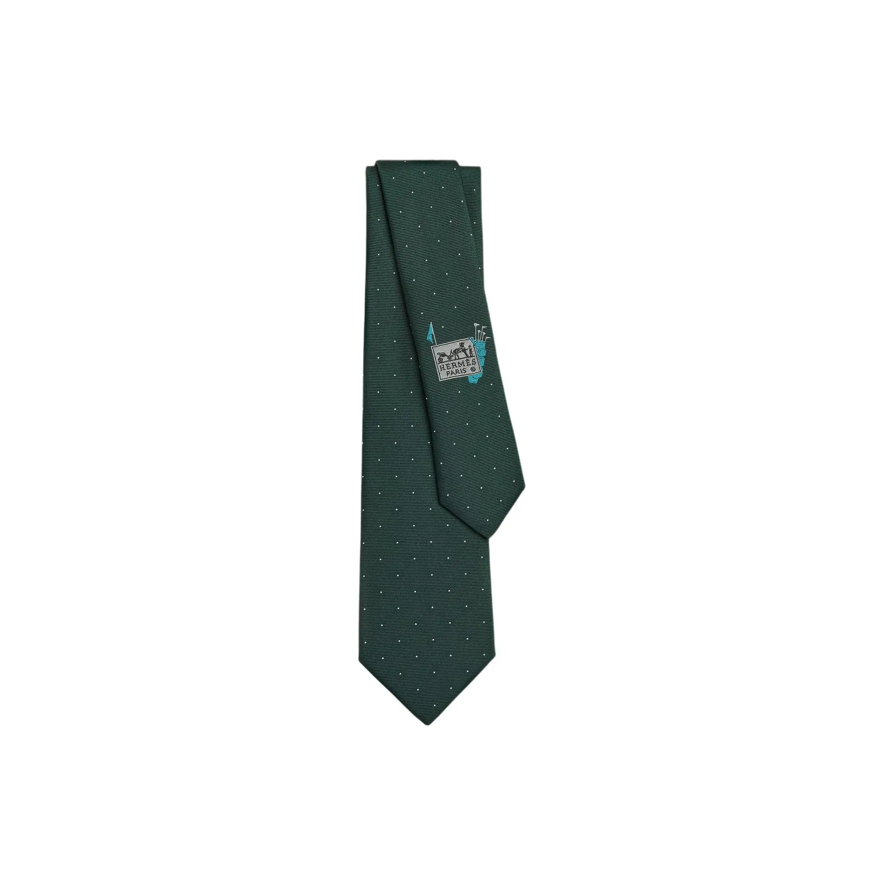 HERMES Mulberry Silk Ties Unisex Green