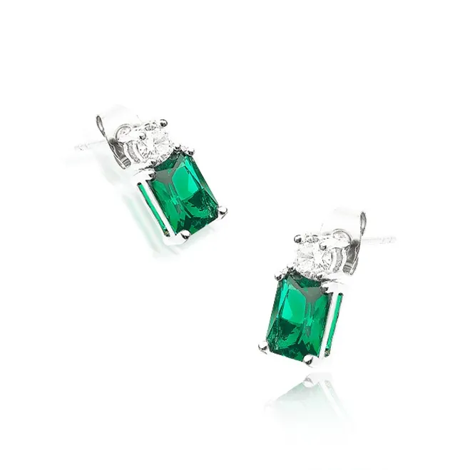 CHIARA FERRAGNI Zircon, Rhinestones, 18K Gold Plating Italian Luxury Light Earrings Set Women's Green