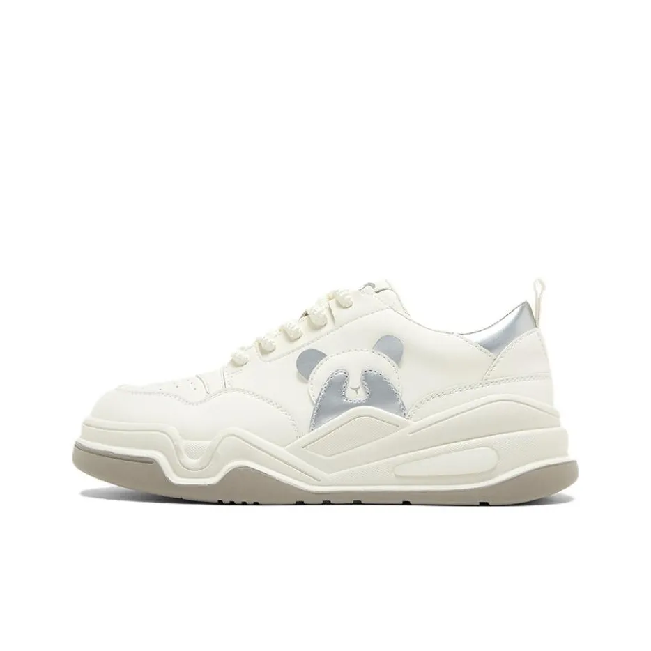 BASTO Low Top Skateboard Shoes Women's Ecru/Silver