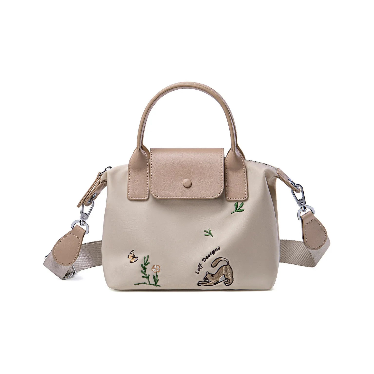 LEFF Нейлоновая сумка-пельмени сумка через плечо средняя женская светло-абрикосовая розовая