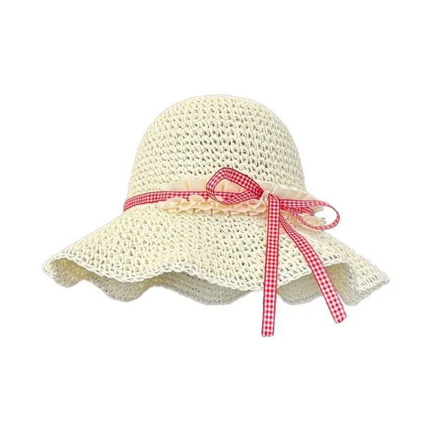 Lanza French Cut-Out Pastoral Style Straw Woven Hats & Caps Sun Protection Hats Women's