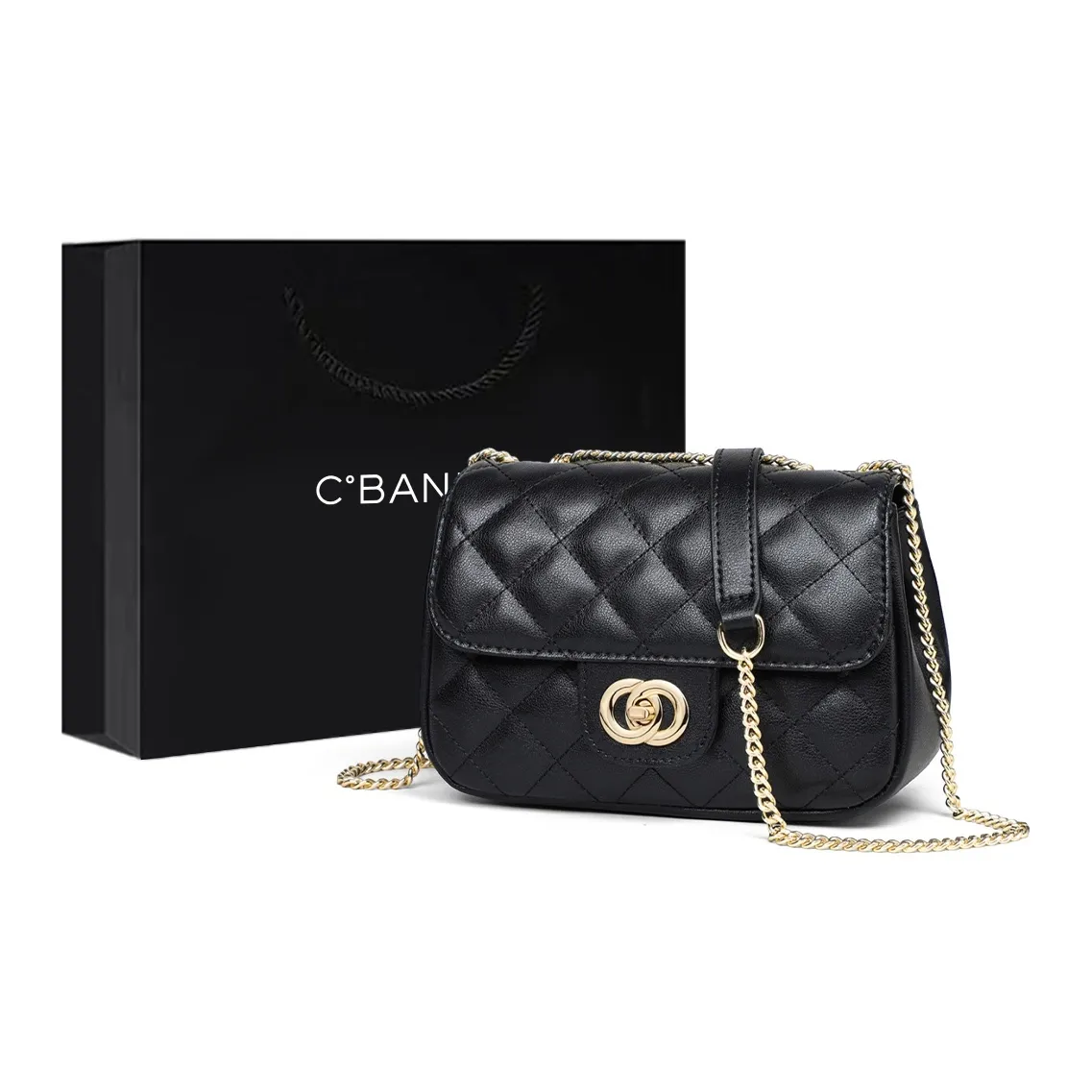 C°BANNER Коровья кожа с синтетической кожей маленькая квадратная сумка сумка через плечо стандартная женская черный экрю