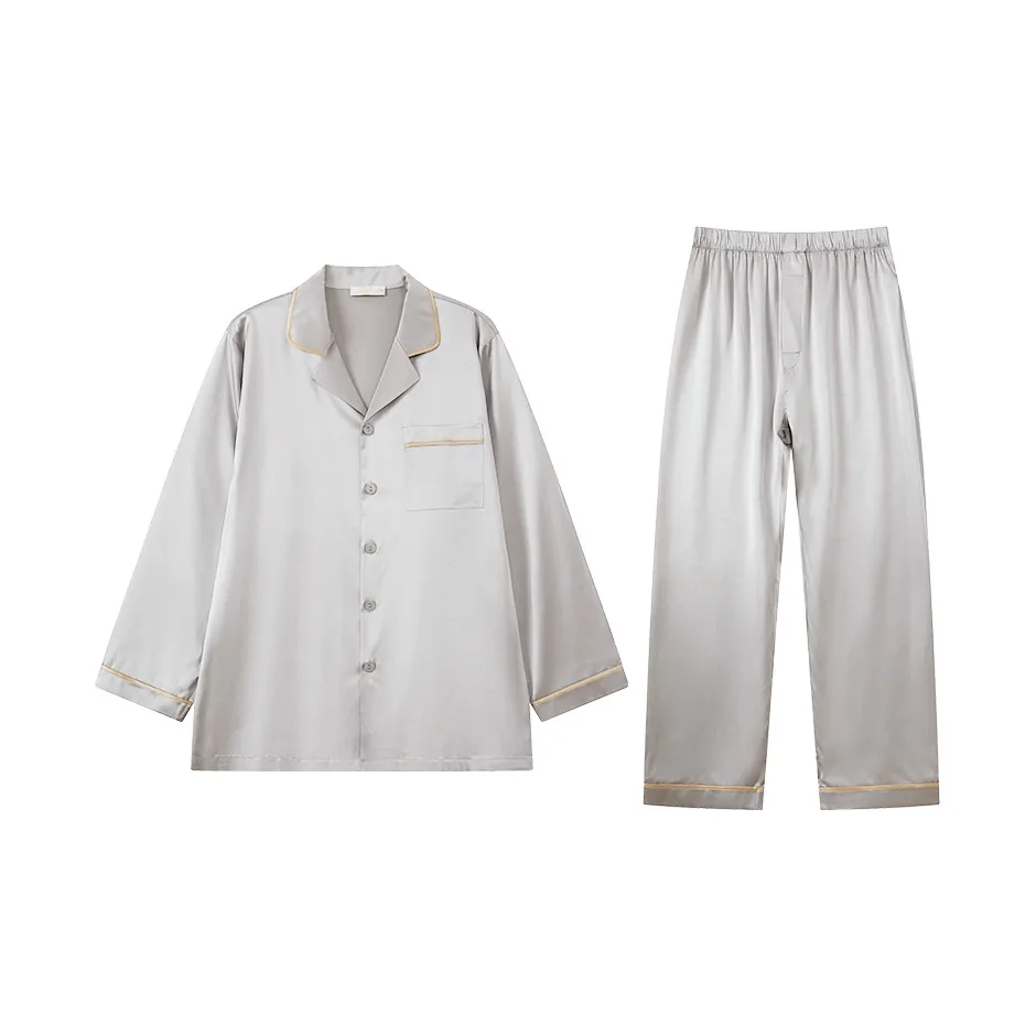 Imperial Palace Mulberry Silk Pajamas Long Sleeved Loungewear Premium Plus Size Pajama Set Men's