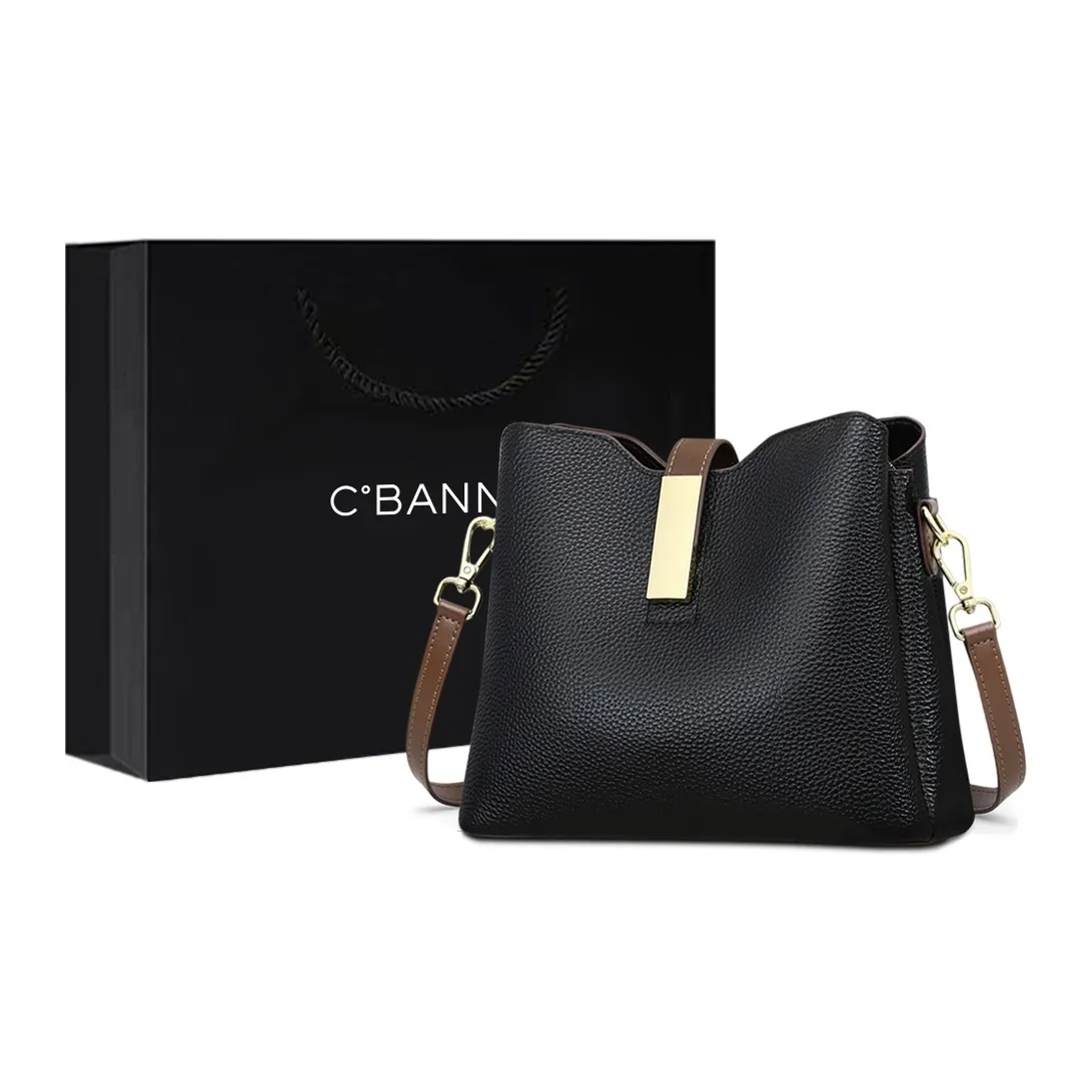 C°BANNER Коровья кожа с синтетической кожей ведрообразная сумка сумка через плечо стандартная женская черная